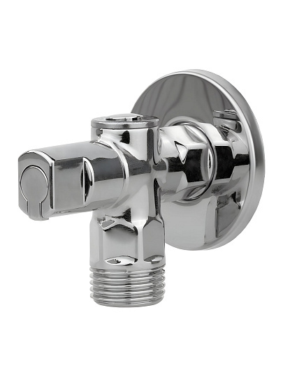 Кран для бытовой техники, 1/2", ш-ш, латунь, угловой, круглая ручка, DN 15, шаровой универсальный, ГОСТ, Хром-Polish, MasterProf