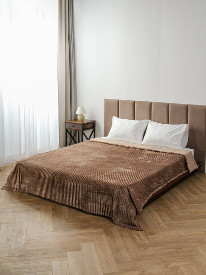 Плед 180х200 см, микрофибра, 100%пэ, 280г, Silvano, Неаполь, мокко