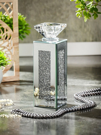 Подсвечник декоративный стекло, 1 свеча, 6х6х19 см, Блеск, Y4-6565