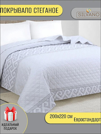 Покрывало евро, 220х200 см, 100% полиэстер, стеганое, Silvano, Мадонна, стальное, AI-2203002