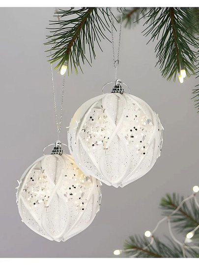 Набор елочных украшений 3 шт, белый, 8 см, SYPMQB-1022441