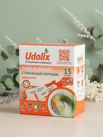 Стиральный порошок Udalix, универсальный, гипоаллергенный, концентрат, 15 стиков