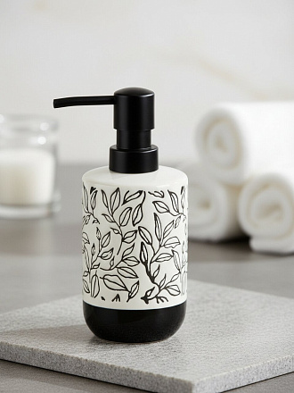 Дозатор для жидкого мыла для ванной и душа, Черно-белое, керамика, 7.3х11.5/17 см, BCE1160AA-LD