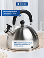 Чайник нержавеющая сталь, 2.5 л, со свистком, матовый, ручка пластиковая, Daniks, индукция, MSY-021M - фото 4
