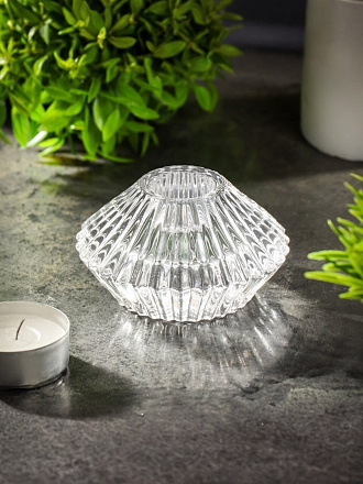 Подсвечник декоративный стекло, 1 свеча, 7.7х4 см, Кристалл, Y6-6502