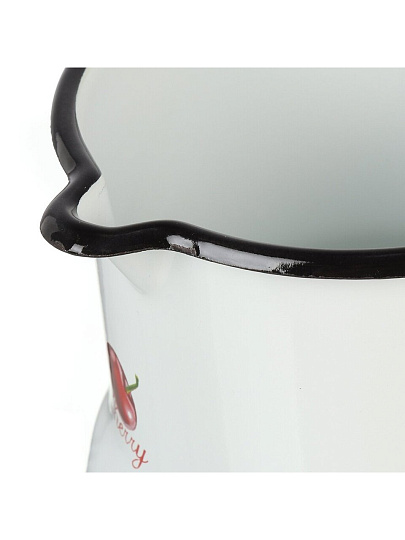 Ковш сталь, эмалированное покрытие, 1 л, крышка сталь, стальная ручка, индукция, Керченский металлургический завод, Черешенка, 90204-072/4, белый