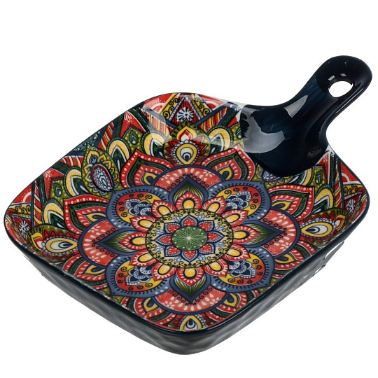 Блюдо фарфор, 14.5х23 см, с ручками, синее, Arabesque, Nouvelle Home, 860084