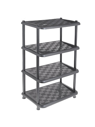 Полка для обуви, пластик, 4 секции, 49.7х30.7х80.7 см, металлик/графит, Idea, М2711