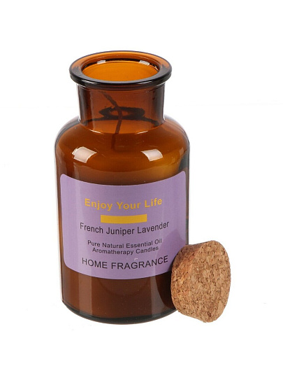 Свеча ароматизированная, 12.5х6.5 см, в бутылке, Аромат лаванды, воск, A030165