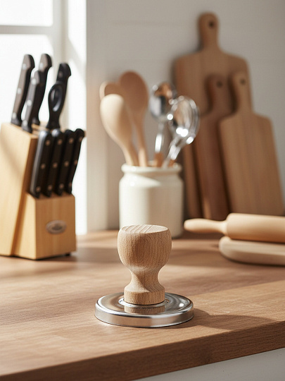 Форма для пельменей и вареников нержавеющая сталь, дерево, 6.5х6 см, 1663