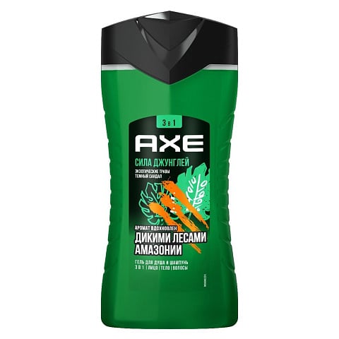 Гель для душа и шампунь Axe, Сила джунглей, для мужчин, 250 мл