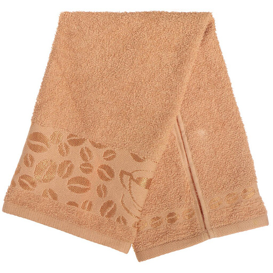 Полотенце кухонное махровое, 35х60 см, Вышневолоцкий текстиль Жаккардовый бордюр Кофе бежевое