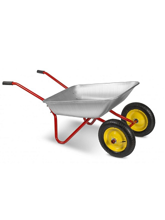 Тачка садовая двухколесная, сталь, 90 кг, 65 л, 0.6 мм, втулка d25 мм, PR 3.25х8, красная, Корона, 12.65.90