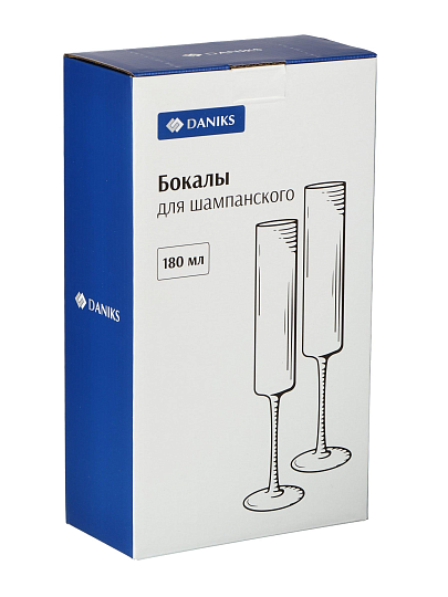 Бокал для шампанского, 180 мл, стекло, 2 шт, Daniks, Грация, SG44249