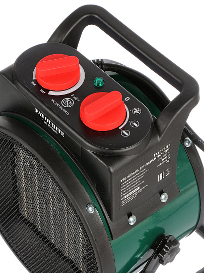 Пушка тепловая электрическая, Favourite, TSE-3000RS, 3 кВт, 218 м³/ч, керамический элемент, 2 режима, круглая, 138103002