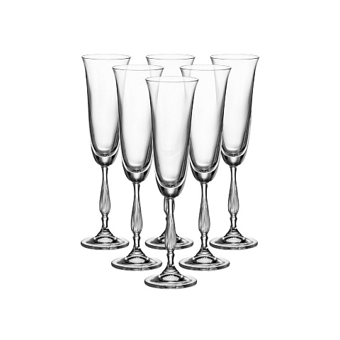 Бокал для шампанского, 190 мл, стекло, 6 шт, Bohemia, Fregata/Antik, 24742