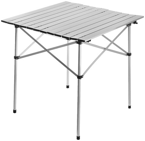 Стол складной металл, квадратный, 70х70х70 см, столешница металлическая, серебристый, JC-4035