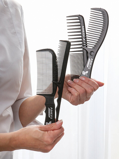 Набор расчесок-гребней пластик, пластиковая ручка, 4 шт, A100081