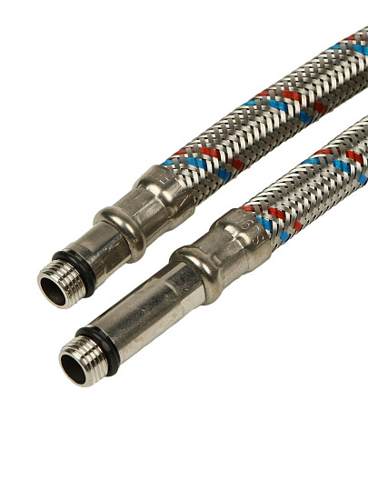 Подводка для воды М10-1/2"х0.8 м, пара, нержавеющая сталь, Valfex