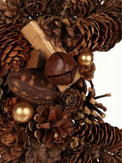 Венок рождественский 35 см, с шишками, золото, SYSGZSB-4623070