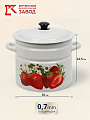 Кастрюля эмалированная сталь, 10 л, крышка сталь, цилиндрическая, Керченский металлургический завод, Садовая клубника, 41804-222/6-У2, белая - фото 2