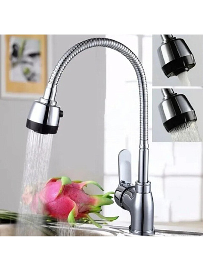 Излив смесителя для кухни, нержавеющая сталь, ИМП, гибкий излив, малый, режим аэратора, индивидуальная упаковка, ComfortFactor, 65579-10