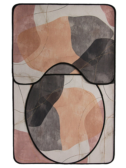 Набор ковриков для ванной, 3 шт, 0.5х0.8, 0.5х0.4, 0.45х0.39 м, диатомит, быстросохнущий, бежево-коричневый, Silvano, Вельвет