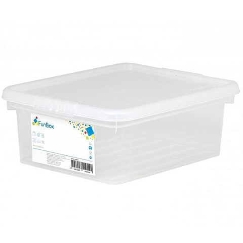 Ящик хозяйственный 3 л, 24.6х19.6х9.1 см, с крышкой, прозрачный, FunBox, Basic, FB1021