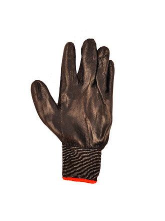 Перчатки полиэстер, нитриловый облив, без рисунка, черная основа, Люкс
