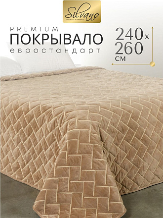 Покрывало евро, 240х260 см, 100% полиэстер, велюр, Silvano, Rope, коричневое