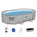 Бассейн каркасный Bestway, 488х305х107 см, Power Steel, 56946, фильтр-насос, лестница, тент, 10949 л, поплавок-дозатор