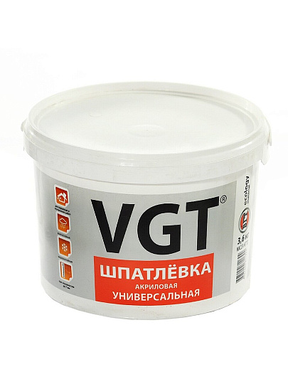 Шпатлевка VGT, акриловая, универсальная, 3.6 кг