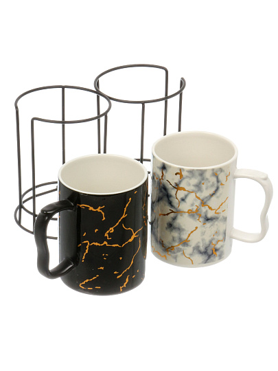 Набор чайный керамика, 2 шт, 400 мл, на подставке, B060534, металлическая подставка