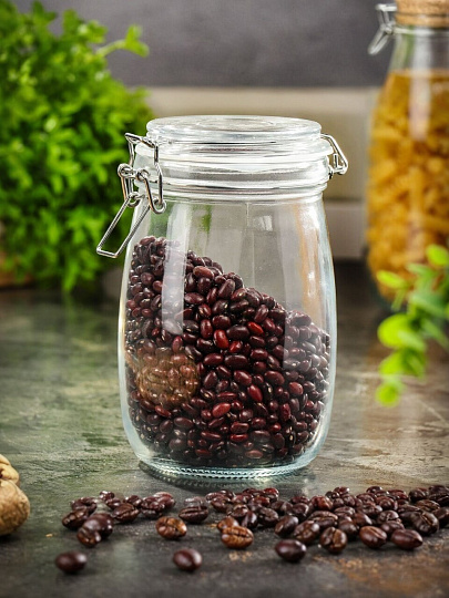 Банка для сыпучих продуктов, стекло, 1 л, с крышкой, с бугельным замком, Y3-1368/318559
