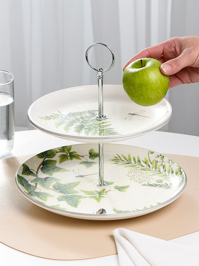 Ваза для фруктов, 2 яруса, керамика, Prima Collection, Дикий папоротник, HC811-C3