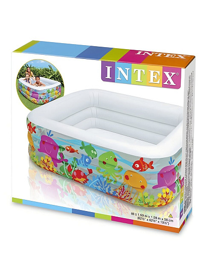 Бассейн надувной Intex, 159х159х50 см, Аквариум с рыбками, 57471NP, 340 л