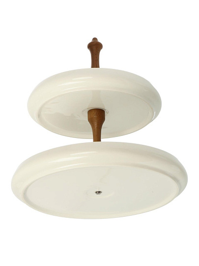 Ваза для фруктов, 2 яруса, керамика, дерево, 20, 25.5 см, Y4-13079