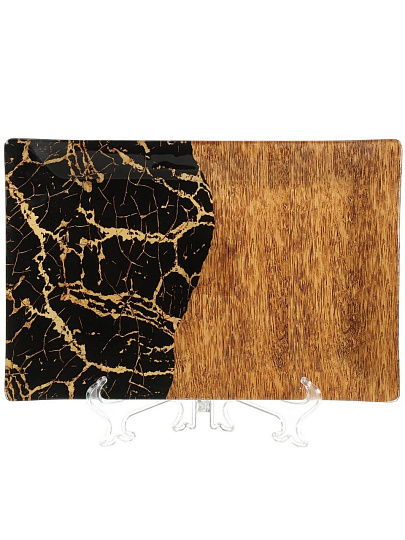 Тарелка десертная сервировочная, стекло, 20х30 см, прямоугольная, Лофт, Daniks