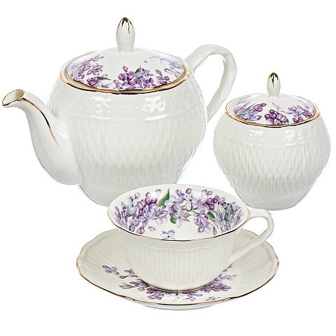 Набор чайный фарфор, 14 предметов, на 6 персон, белый, Lefard, Lilac, 760-755, подарочная упаковка