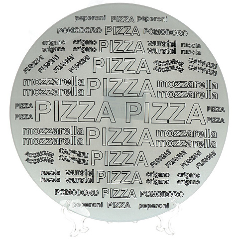 Блюдо стекло, 30 см, серое, Пицца, 4840162340