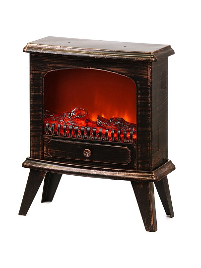 Фонарь декоративный 45х18х56 см, на ножках, USB шнур, АА 3шт, пластик, стекло, бронза, Камин, M120007