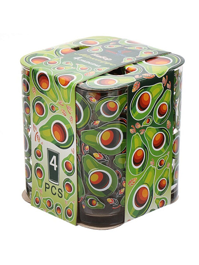 Стакан 300 мл, стекло, 4 шт, Декостек, Авокадус, 148/4-ПП