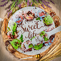 Блюдо стекло, 30 см, круглое, с лопаткой, Daniks, Sweet life
