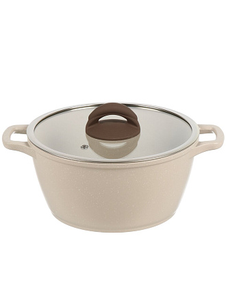 Кастрюля алюминий, антипригарное покрытие, 3 л, крышка стекло, Гурман, Pollen light, ГМк303 ПЛИ, индукция