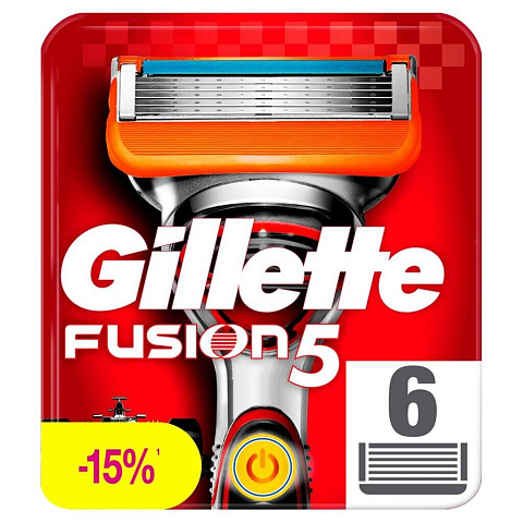 Сменные кассеты для бритв Gillette, Fusion Power, для мужчин, 6 шт