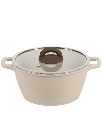 Кастрюля алюминий, антипригарное покрытие, 3 л, крышка стекло, Гурман, Pollen light, ГМк303 ПЛИ, индукция