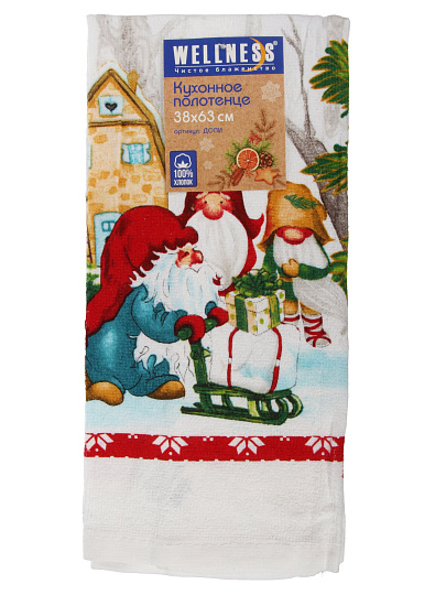 Полотенце кухонное махровое, 38х63 см, 250 г/м2, 100% хлопок, Wellness, Допи, Китай