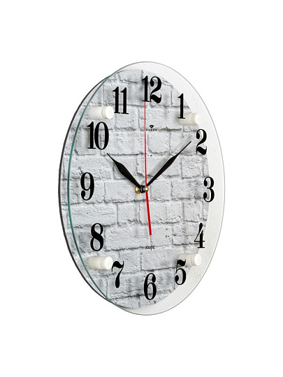 Часы настенные, кварцевые, 30 см, круглые, Рубин, Кирпичи, 3030-004