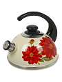 Чайник сталь, эмалированное покрытие, 2.5 л, со свистком, ручка консольная, Рубин, Лера, слоновая кость, T04/25/04/09 - фото 2