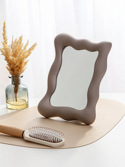 Зеркало настольное, 17.5х23.5 см, прямоугольное, матовая оправа, серо-бежевое, A070060